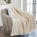 PAVILIA Sherpa Fleece Throw Blanket for Couch, Twin Size, Cream Beige, Plush Soft Fuzzy Sofa Blanket, Cozy Reversible Winter Throw for Women Men, 60x80 Inches