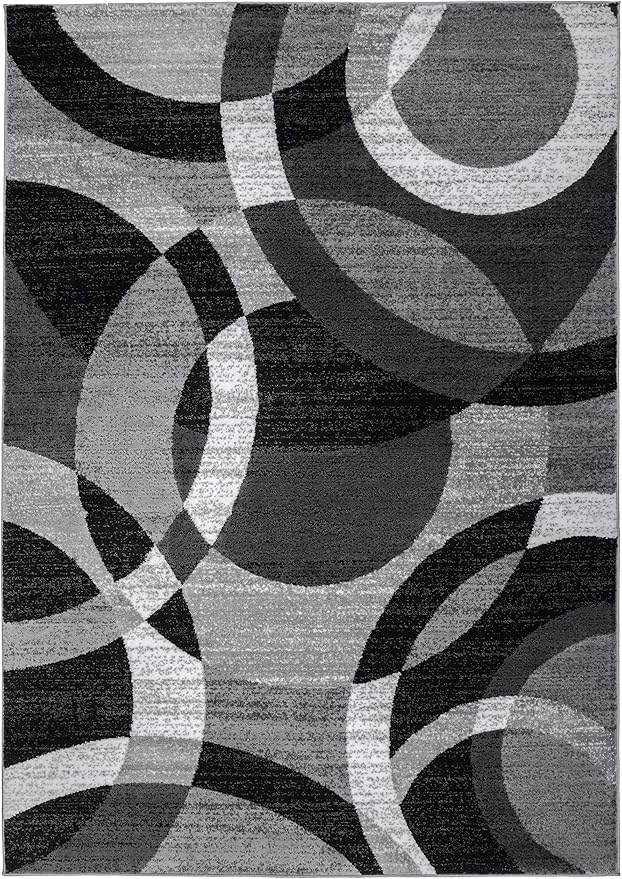 Rugshop Contemporary Abstract Circles Perfect for high Traffic Areas of Your Living Room,Bedroom,Home Office,Kitchen Area Rug 9' x 12' Gray