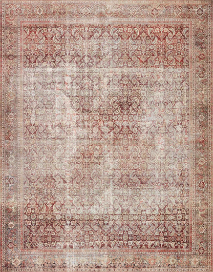 Loloi Layla Collection LAY-11 Cinnamon/Sage 2'-6" x 12'-0" .13" Thick Runner Rug, Soft, Durable, Vintage Inspired, Distressed, Low Pile, Non-Shedding, Easy Clean, Printed, Living Room Rug