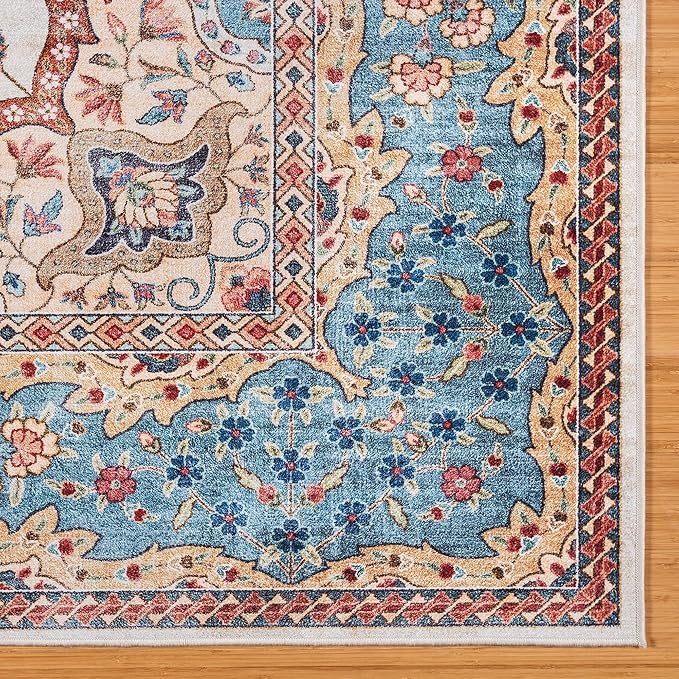 Gertmenian Indoor Boho Area Rug - 9x13 Extra Large, Non Slip, Super Strong, Ideal for High Traffic Areas in Bedroom, Living Room, Kitchen - Dainty Medallion, Multi, 24528