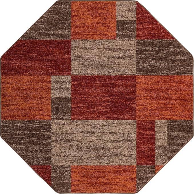 Unique Loom Autumn Collection Area Rug - Providence (7' 10" Octagon, Multi/ Beige)