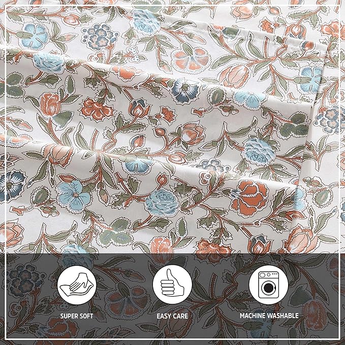 Wrangler - King Bed Sheets, Ultra-Soft & Lightweight Bedding with Matching Pillowcases, Lightweight Bed Set for All Season Comfort, Oeko-Tex Certified (Westward Floral Beige)