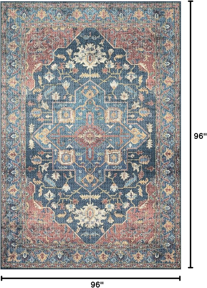 Loloi Skye Collection SKY-08 Denim/Brick 8'-0" x 8'-0" Round Area Rug