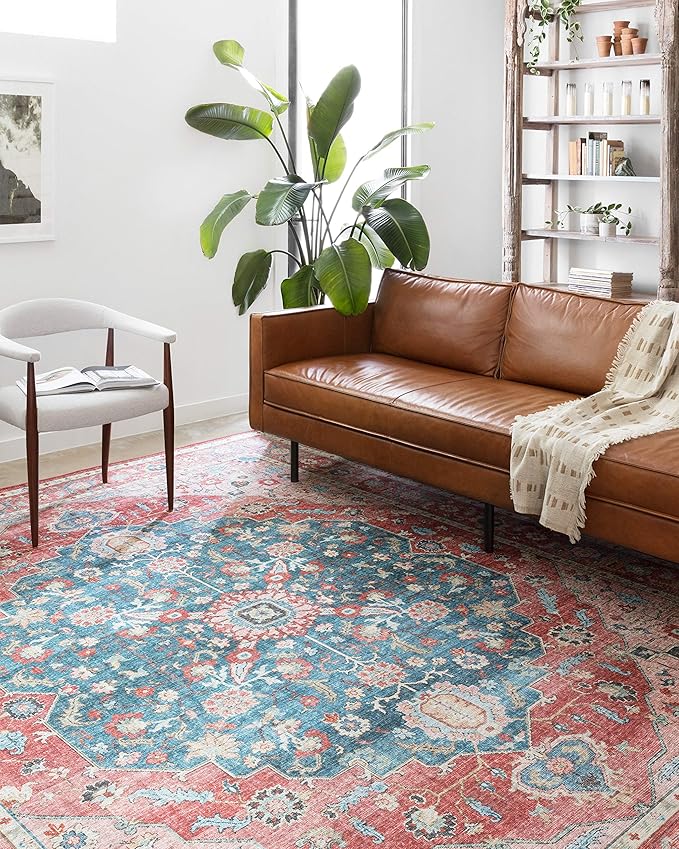 Loloi II Skye Collection SKY-05 Brick/Ocean 3'-6" x 5'-6" Accent Rug