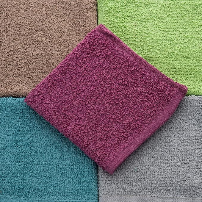 SIMPLI-MAGIC Cotton Wash Cloths 12"x12" (50 Pack) – Highly Absorbent Soft Towels for Bathroom – Commercial Terry Washcloth for Face, Hand, Bath, Kitchen, Gym & Hotel (Multicolor)
