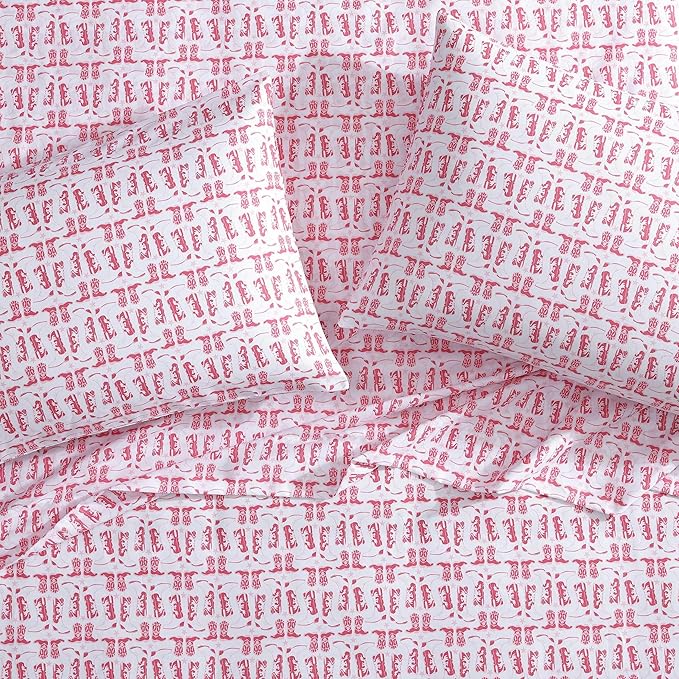 Wrangler - Twin Bed Sheets, Ultra-Soft & Lightweight Bedding with Matching Pillowcase, Lightweight Bed Set for All Season Comfort, Oeko-Tex Certified (Knockin Boots Pink)