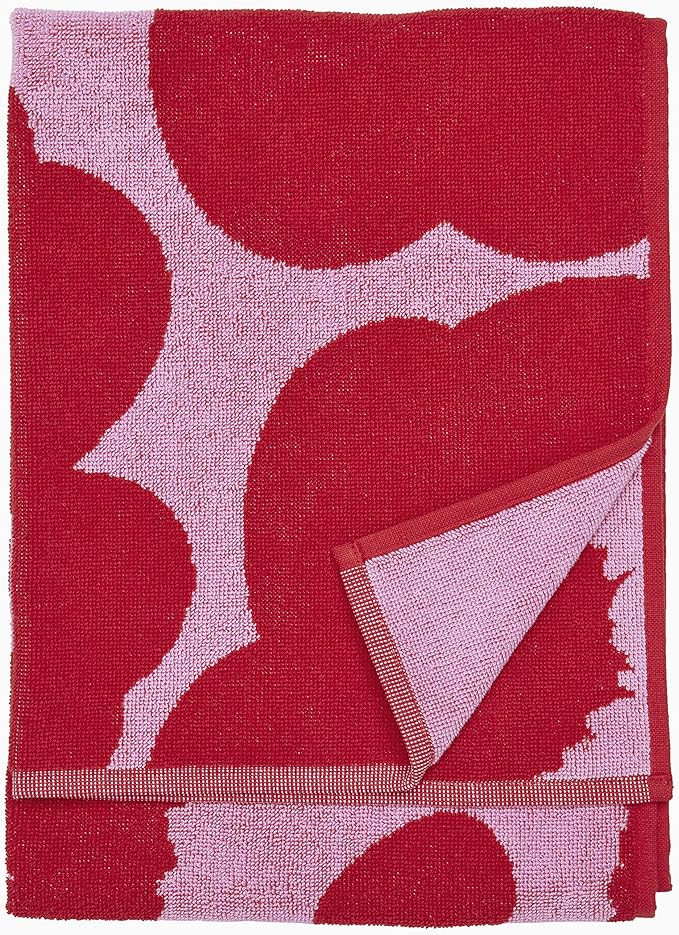 MARIMEKKO Unikko Terry Cotton Hand Towel (Red) – Floral Patterned Hand Towels – 28 in x 20 in