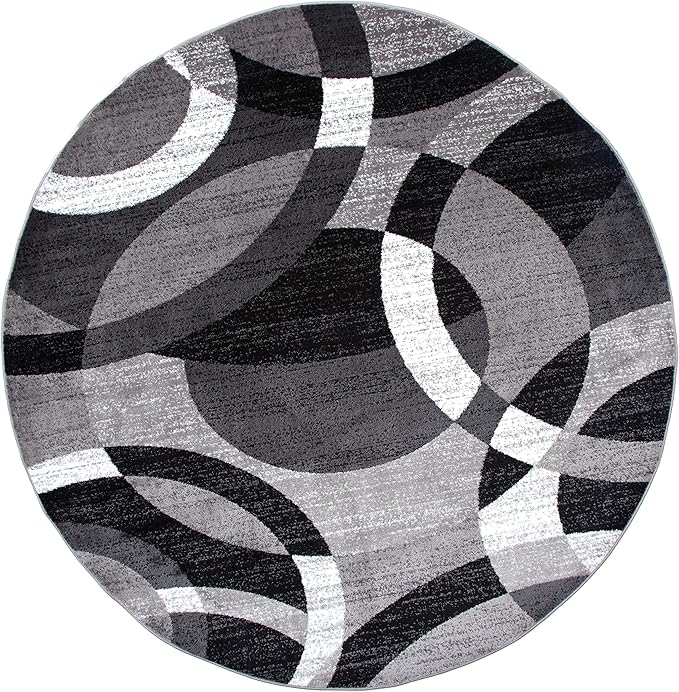 Rugshop Contemporary Abstract Circles Perfect for high Traffic Areas of Your Living Room,Bedroom,Home Office,Kitchen Area Rug 6'6" Gray (6' 6" Diameter)