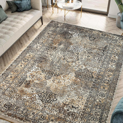 Keen Home Design 6x9 Rug - Machine Washable Area Rug with Non-Slip Backing, Ideal for Living Room, Dining Room, Bedroom - Vintage, Easy Clean, Durable, Low Pile Rug - (6' x 9')