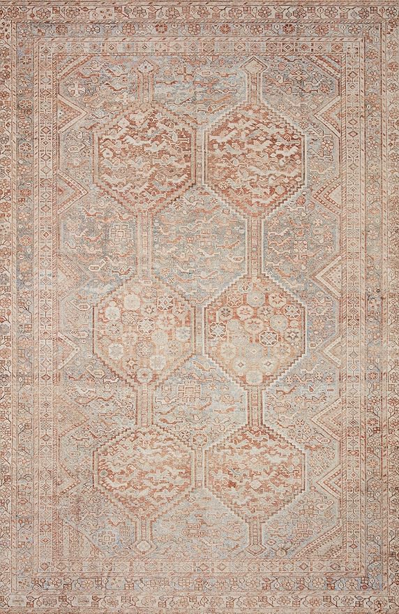 Loloi Chris Loves Julia Jules Collection JUL-04 Tangerine/Mist 8'-6'' x 11'-6'', .13" Pile Height, Area Rug