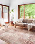 Loloi Layla Collection LAY-11 Cinnamon/Sage 3'-6" x 5'-6" .13" Thick Accent Rug, Soft, Durable, Vintage Inspired, Distressed, Low Pile, Non-Shedding, Easy Clean, Printed, Living Room Rug