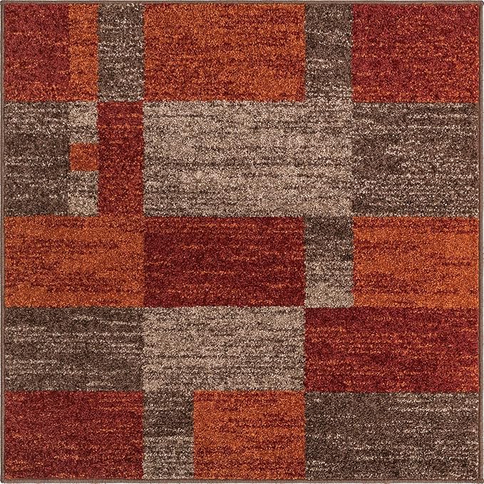 Unique Loom Autumn Collection Area Rug - Providence (4' 1" Square, Multi/ Beige)