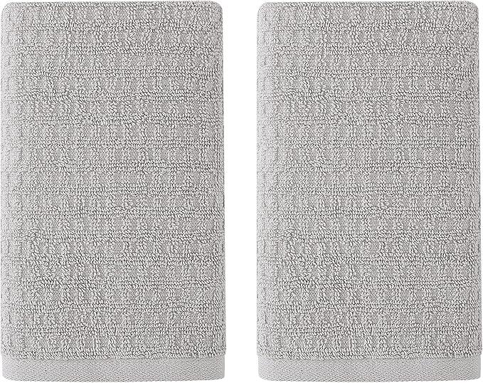 Tommy Bahama- Hand Towel Set, Highly Absorbent Cotton Bathroom Decor, Low Linting & Fade Resistant (Northern Pacific Grey, 2 Piece)