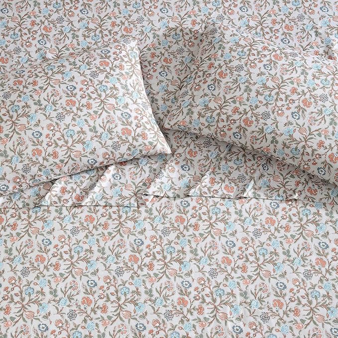 Wrangler - King Bed Sheets, Ultra-Soft & Lightweight Bedding with Matching Pillowcases, Lightweight Bed Set for All Season Comfort, Oeko-Tex Certified (Westward Floral Beige)