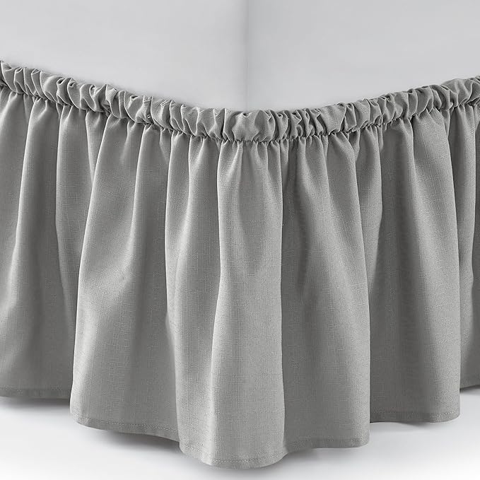 Bed Skirt Full Bed Skirt Wrap Around Ruffled Box Spring Cover, Easy Install, Washable 15" Drop Elastic Dust Ruffle by Casual Living, 54-inch x 75-inch, Grey