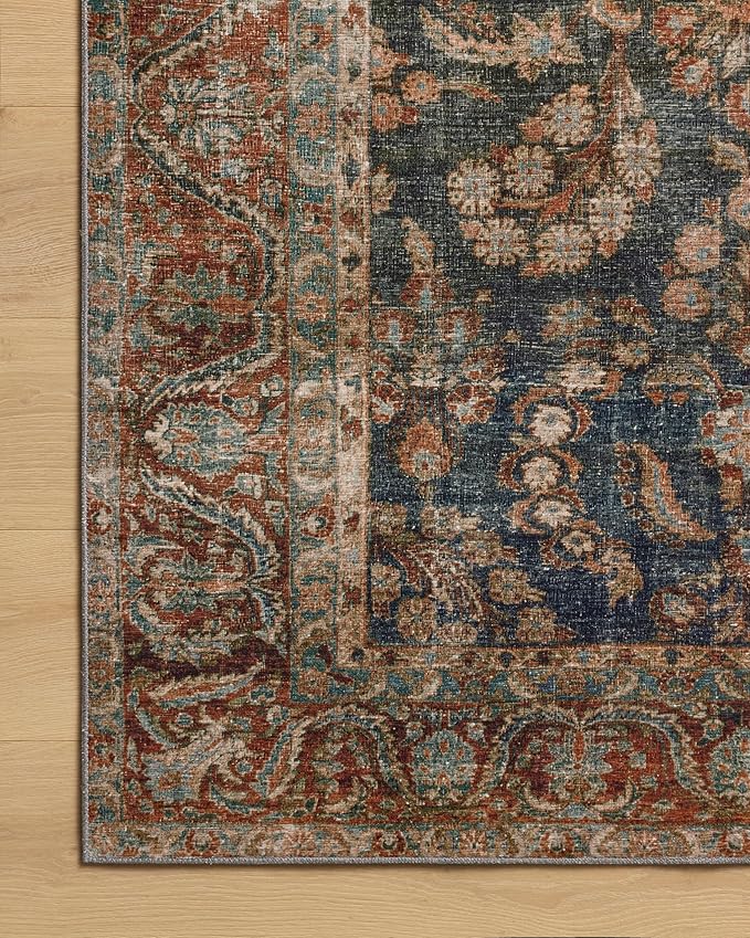 Loloi Chris Loves Julia Jules Collection JUL-10 Ocean/Spice 2'-6" x 7'-6", .13" Pile Height, Runner Rug