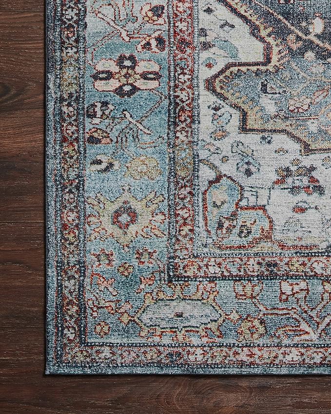 Loloi Margot Collection MAT-05 Ocean/Brick 2'-3" x 3'-9" Accent Rug feat. CloudPile, No-Shed Easy Clean Large Patterned Area Rug for Living Room, Bedroom, Dining Area