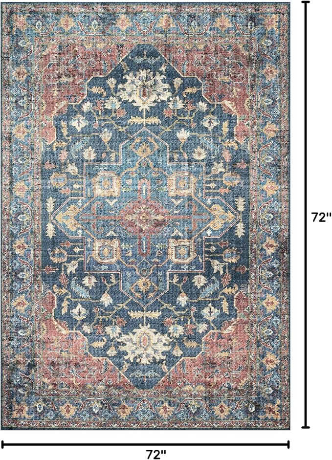 Loloi Skye Collection SKY-08 Denim/Brick 6'-0" x 6'-0" Round Area Rug