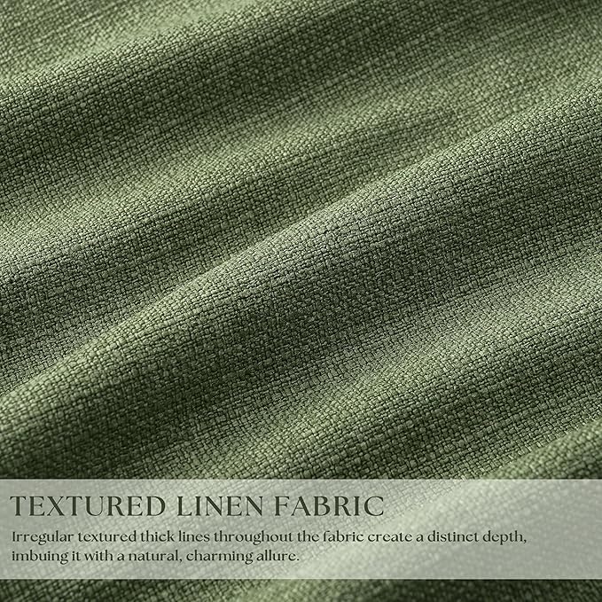 Loden 105 Inch Long Blackout Curtains Olive Green Thick Linen Pinch Pleated Curtains 2 Panels for Bedroom Living Room Darkening Light Blocking Pinch Pleat Back Tab 105 Inch Window Drapes Olive Green