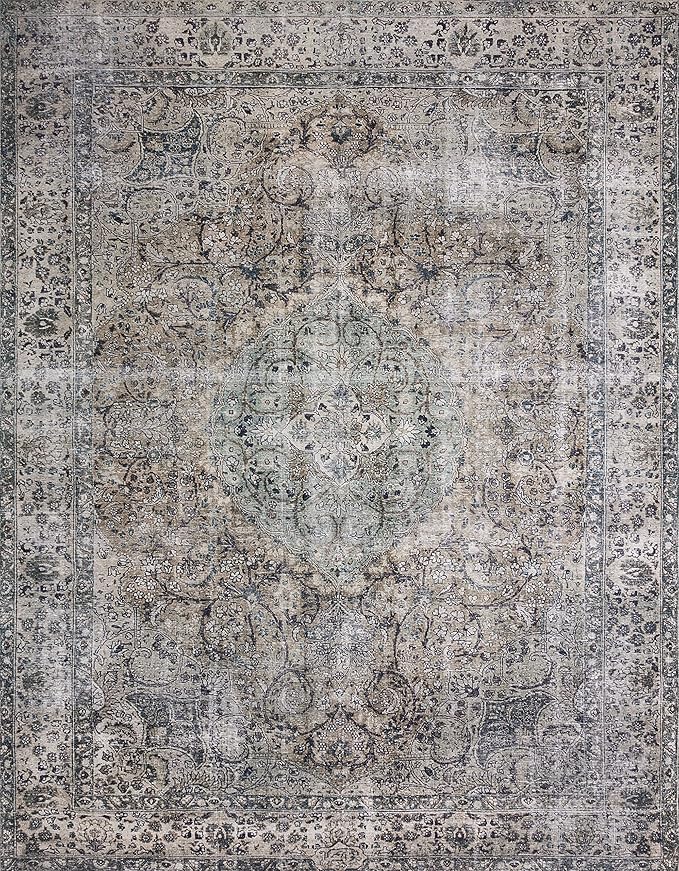 Loloi Layla Collection LAY-06 Taupe/Stone 3'-6" x 5'-6" .13" Thick Accent Rug, Soft, Durable, Vintage Inspired, Distressed, Low Pile, Non-Shedding, Easy Clean, Printed, Living Room Rug