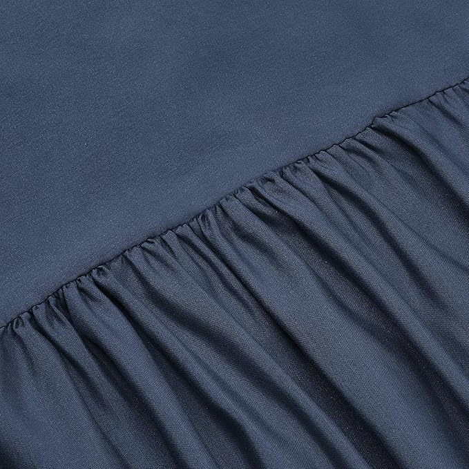 Amazon Basics Lightweight Ruffled Bed Skirt, Classic Style, Soft and Stylish 100% Microfiber with 16" drop-Queen, Navy Blue, Solid