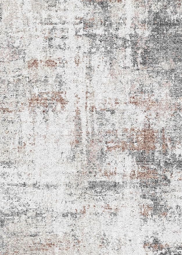 vivorug 9x12 Area Rugs for Living Room, Non Slip Machine Washable Modern Abstract Rug, Ultra-Thin Lightweight Large Area Rug for Bedroom, Dining Room, Low Pile Brown Black White