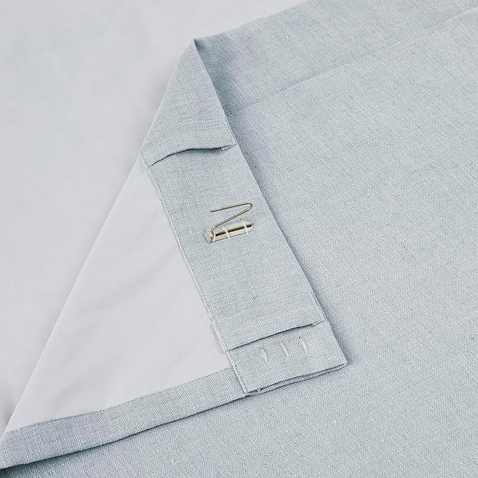 Vision Home Blue Fog Linen Full Blackout Curtains 84 inch Long for Bedroom Living Room Darkening Soundproof Window Panels Thermal Insulated Rod Pocket Back Tab Farmhouse Drapes 56" Wx84 Lx2
