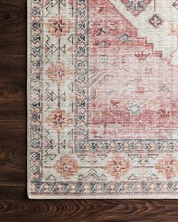 Loloi Skye Collection SKY-02 Ivory/Berry 8'-0" x 8'-0" Round Area Rug