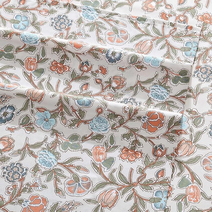 Wrangler - Queen Bed Sheets, Ultra-Soft & Lightweight Bedding with Matching Pillowcases, Lightweight Bed Set for All Season Comfort, Oeko-Tex Certified (Westward Floral Beige)