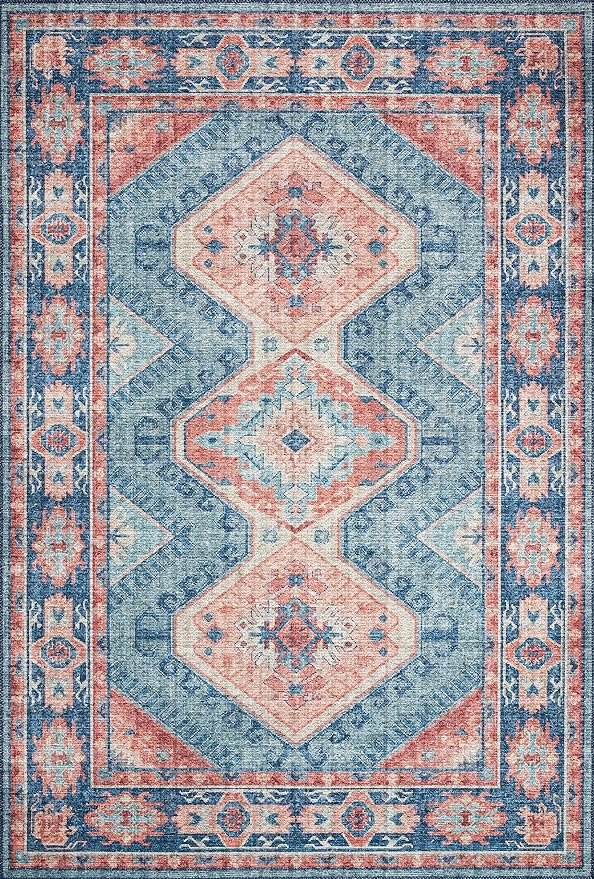 Loloi II Skye Collection SKY-03 Turquoise/Terracotta 5'-0" x 7'-6" Area Rug