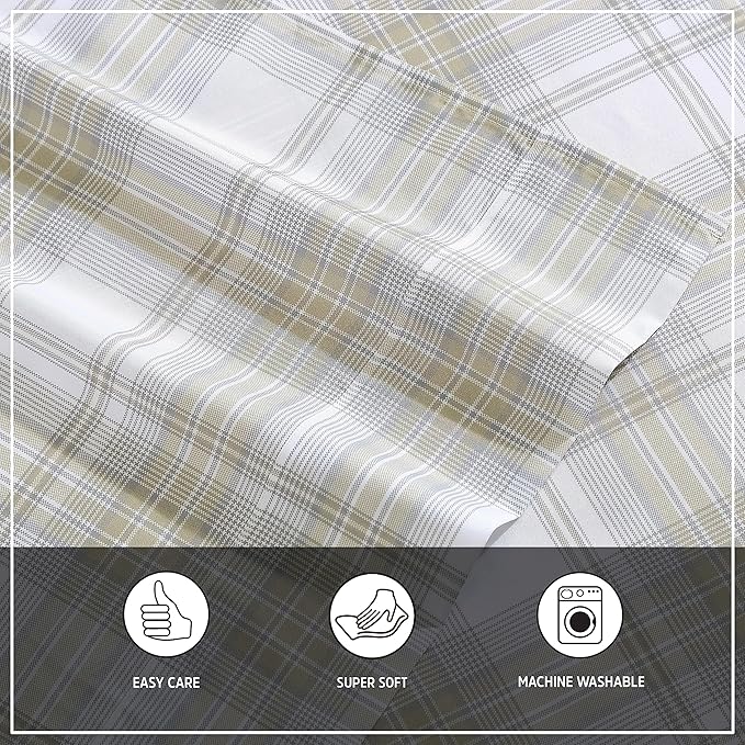 Wrangler - King Bed Sheets, Ultra-Soft & Lightweight Bedding with Matching Pillowcases, Lightweight Bed Set for All Season Comfort, Oeko-Tex Certified (Dayton Valley Plaid Beige)