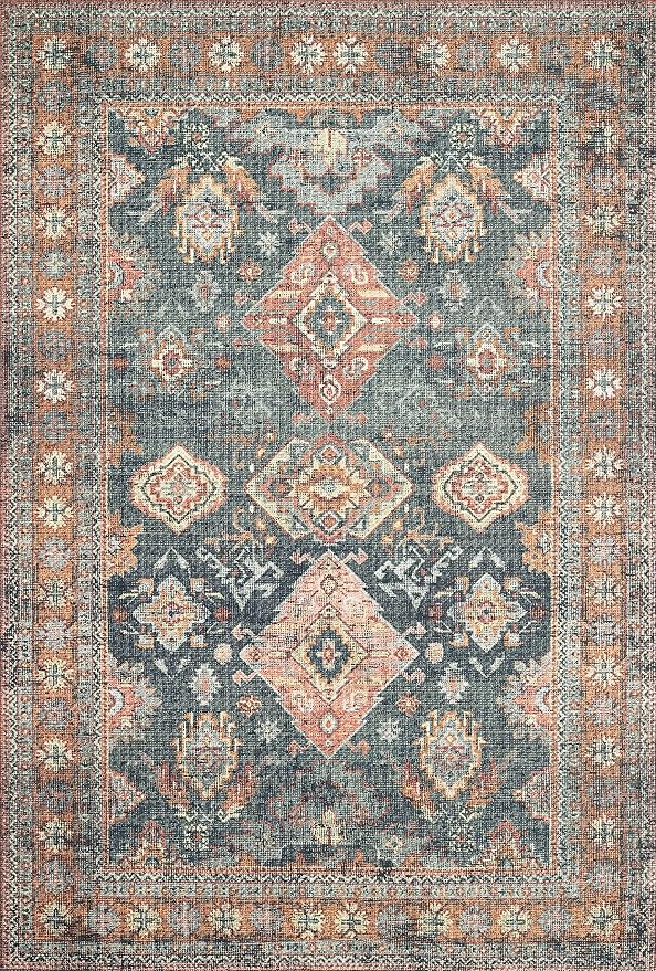 Loloi Skye Collection SKY-10 Sea/Rust 6'-0" x 6'-0" Round Area Rug