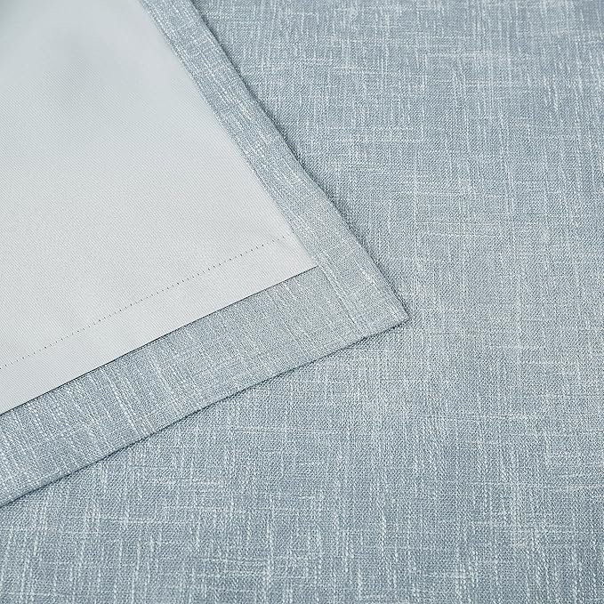 Vision Home Rod Pocket Back Tab Chambray Blue Total Blackout Bedroom Curtains 95 inch for Living Room Window Panels Thermal Insulated Energy Efficient Soundproof Grayish Blue Drapes 2 Panels 50"Wx95"L