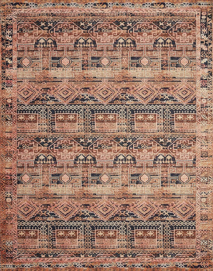 Loloi Layla Collection LAY-14 Mocha/Blush 2'-6" x 12'-0" .13" Thick Runner Rug, Soft, Durable, Vintage Inspired, Distressed, Low Pile, Non-Shedding, Easy Clean, Printed, Living Room Rug
